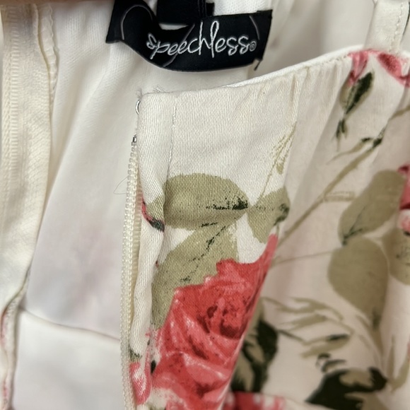 Speechless Womens Juniors Floral Fit & Flare Halter Dress Ivory 7 - Picture 11 of 16